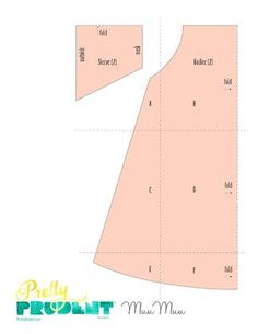 the front and back side of a dress pattern, with measurements for each piece on it