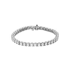 Adorned with scintillating lab-created moissanite gemstones, this 14k white gold tennis bracelet lends a touch elegance to your favorite outfits. Adorned with scintillating lab-created moissanite gemstones, this 14k white gold tennis bracelet lends a touch elegance to your favorite outfits. Length: 7 in. Metal: 14k white gold Plating: rhodium Finish: polished Packaging: boxedSTONE DETAILS Stone type: lab-created moissanite Total weight: 9 ct. Shape: round brilliant Setting: prong Gemstones may have been treated to enhance their appearance. Special care may be required. Please visit our Gemstone Treatment & Special Care Guide for more information. Diamond equivalent carat (ct.) Total Weight (T.W.) represents the approximate total weight of diamonds of equivalent appearance. Image(s) may be Classic White Gold Moissanite Bracelets, Moissanite Jubilee Tennis Bracelet In Fine Jewelry Style, Classic Sterling Silver Moissanite Bracelet With Prong Setting, White Gold Sterling Silver Moissanite Bracelet With Prong Setting, Classic Moissanite Tennis Bracelet With Diamond Cut, Classic Moissanite Diamond Bracelet With Jubilee Style, White Gold Moissanite Sterling Silver Bracelet With Prong Setting, Classic Moissanite Tennis Bracelet In Diamond White, Classic White Moissanite Bracelets