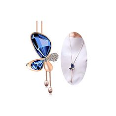 Buy Shining Diva Fashion Hot-selling Latest Fashion Jewellery Collection Gold Plated Pendant for Women (Blue)(9278np) at Amazon.in Valentine Gifts For Girls, Crystal Locket, Butterfly Chain, Traditional Earrings, Crystal Butterfly, Pendant For Women