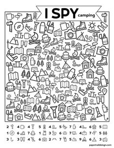 a coloring page with the words i spy on it