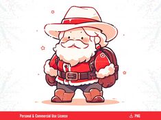 a cartoon santa claus with a backpack