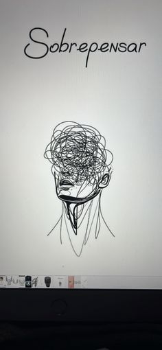 a computer screen with a drawing of a man's head on it and the words sorrepenosar