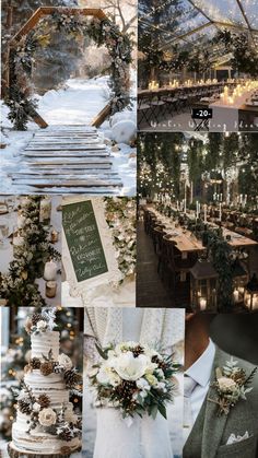 a collage of wedding photos and decorations