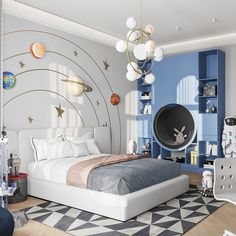 Start off your renovation with the cabinets. Give your home a face lift with new cabinets. Space Room Ideas For Boys, Kids Bed Ideas Boys, Kids Boys Room Ideas, Space Rooms For Boys, Space Theme Bedroom Ideas, Kids Themed Bedrooms, Nursery Room Space Theme, Space Theme Room Decor, Space Themed Rooms For Boys