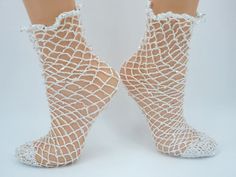 White Stretch Party Socks, Fishnet Socks, Fashion White, White Socks, Popular Fashion, Dress Socks, Womens Dress, White Sock, Crochet Accessories