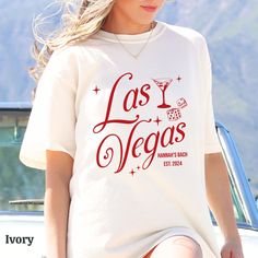 Vegas bachelorette party shirts printed on trendy relaxed fix Comfort Color tees! Perfect for the Las Vegas trip, these make great bridesmaids gifts! These can also be customized for any event (birthday, girls trip, etc.). Great for photo ops to remember the milestone trip! This listing is for a single shirt. Please add the number of shirts you'd like to purchase to your cart :) ✨Free shipping on your entire order  Product color may vary slightly due to variation in photographic lighting and scr Vegas Bachelorette Party Shirts, Vegas Birthday, Vegas Bachelorette Party, Vegas Theme, Vegas Bachelorette, Single Shirt, Sorority Designs, Vegas Trip, Las Vegas Trip