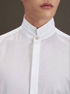 Mandarin Collar Suit Men, High Collar Shirts, Plain White Shirt, Mandarin Collar Shirt, Classic Blouses, Stylish Women Fashion, Latin Dance Dresses, Men Formal, Futuristic Fashion