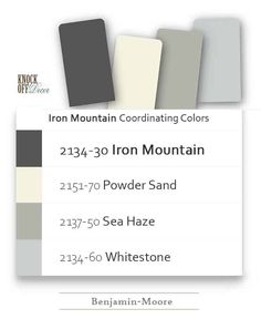 the front and back of an iron mountain paint color chart