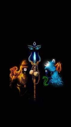 the three avatars are depicted in this dark background