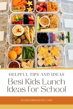 a plastic container filled with lots of food and the words helpful tips and ideas best kids lunch ideas for school