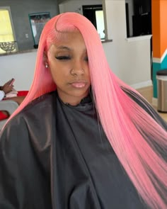 Hairstyles With Pink Hair, Pink Quick Weave, Quick Weave Middle Part, Weave Middle Part, Cute Straight Hairstyles, Coloured Wigs, Wig Installs, Hair Tea