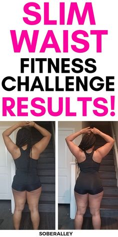 a woman with her back turned to the camera and showing off her slim waist fitness challenge results