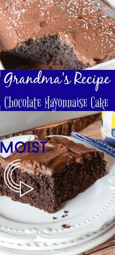 chocolate mayonnaise cake with frosting and sprinkles Grandma's Chocolate Cake Recipe, Chocolate Mayonnaise Cake 1950s, Homemade Cake Recipes Chocolate, Slow Cooker Cake, Chocolates Cakes, Florida Cracker, Base Cake