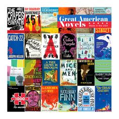 a collage of different books with the title great american novels written in each book