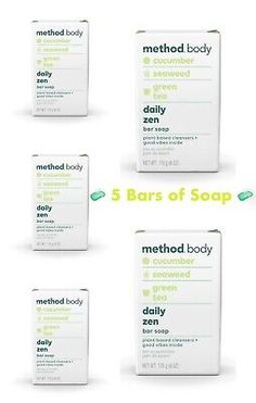 5 Method Body Daily Zen Bar Soaps 6 Oz - Cucumber Seaweed Green Tea Plant Based  | eBay Green Tea Plant, Tea Plant, Body Soap, Bar Soap, Green Tea, Cucumber, Plant Based, Bath And Body, Zen