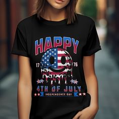 Black Graphic Print T-shirt For 4th Of July, Independence Day Graphic Tee With Sublimation Print, Black Graphic T-shirt For Independence Day, Black Graphic Print T-shirt For Independence Day, 4th Of July Custom Print Graphic Tee, 4th Of July Graphic Tee With Custom Print, Patriotic Independence Day T-shirt With Sublimation Print, 4th Of July Design, Happy Emoji