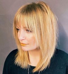 Wispy Side Bangs, Medium Shag, Short Haircuts With Bangs, Layered Haircuts With Bangs, Long Face Shapes, Bob Hairstyles With Bangs, Long Face, Shoulder Length Hair Cuts, Fringe Hairstyles