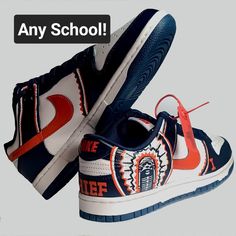 CUSTOM AIRBRUSHED / HANDPAINTED KICKS / ANY SCHOOL COLORS MASCOT LOGO  **NEW DESIGNS Added Every Month Check Back Often! **Authentic Nike's professionally prepped, handpainted and finished with protective sealant designed for leather paint **Professional Airbrush Artist with over 30 yrs experience **USA Based Business! Get your kicks in 3-5 wks! *If you don't see what you're looking for, email me your idea. We'll work together towards a final design concept. **NO RETURNS OR EXCHANGES on Custom Painted Shoes. The design process before painting begins is very thorough and provides me with a detailed final design request, confirmed by you before production begins.  Shoe fit is buyer responsibility.  Be sure to order the correct size.  **International Buyers may incur additional customs taxes/ Painted Nike Air Force, Shoe Custom, Painted Nikes, Custom Painted Shoes, Custom Airbrushing, Custom Kicks, Leather Paint, Air Brush Painting, Mascot Logo