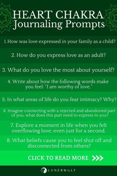 The heart chakra, or Anahata, is the center of love, balance, and connection. Located right in the center of the chest in the heart region, the heart chakra is associated with the color green and the element of air. This chakra is responsible for regulating the energy associated with self-acceptance, self-love, compassion, openness, and unconditional love of others. Discover more heart chakra journaling prompts + loads of other mind/body/spirit journaling ideas! #heartchakra #chakrajournaling Chakra Journal, The Heart Chakra, Chakra Health, Heart Chakra Healing, Chakra Affirmations, Spiritual Journals, Energy Healing Spirituality