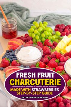 fresh fruit and cheese platter made with strawberries