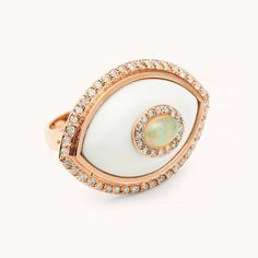 Eyecon Ring – Marlo Laz The Evil Eye, Eye Ring, White Diamonds, White Diamond, Evil Eye, Diamond White, Onyx, Gemstone Rings, Opal