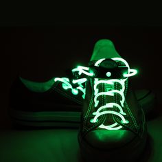 Walk in style with these light up shoelaces! Material: The laces are made of a plastic tube material. The battery packs are plastic with locks on them to keep the shoelaces in place. The battery packs illuminate the plastic laces with the color of choice. Shoelace Color: Clear Battery Pack Light: Green with 3 modes: on, blinking and off. Battery Pack: The small battery pack is 2”L x 1”H and illuminates the plastic laces with the color of choice. Battery Type: Each shoelace takes 1 2032 battery a Plastic Lace, Jordan 13 Shoes, Pack Light, Rave Fashion, Light Up Shoes, Shoe Lace Patterns, Diy Shoes, Packing Light, Rave Outfits