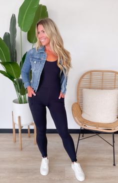 The Juniper Jumpsuit is the perfect choice for running errands, going for a walk or lounging around the house! Plus, it come in two colors, black and green! Crafted in a comfortable stretchy material, adjustable straps and removable pads. Style with sneakers for a fun look! 80% Recycle Polyester, 20% Spandex Runs true to size, model wearing size Small Fabric has stretch Lightweight Pockets Removable pads Adjustable straps Inseam: 26" Patterns may vary Colors may vary from different viewing devic Casual Black Jumpsuits And Rompers For Gym, Versatile Black Stretch Jumpsuits And Rompers, Casual Black Sports Jumpsuits And Rompers, Casual Black Jumpsuits And Rompers For Sports, Casual Jumpsuits And Rompers For Gym In Spring, Casual Jumpsuits And Rompers For Yoga In Spring, Casual Jumpsuits And Rompers For Spring Sports, Casual Spring Jumpsuits And Rompers For Sports, Black Sporty Jumpsuits And Rompers For Loungewear