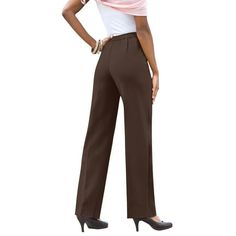 Roaman's Women's Plus Size Classic Bend Over Pant Pull On Slacks.Our best-selling, #1 customer favorite year after year, this is the ultimate Roaman's essential. The stretch waistband stays put and moves when you do, every way you doso you can feel confident your look will always be on point. Made in an easy-care, easy-wear fabric that's both comfy and stylish, it can be worn an endless number of ways. Sits above the natural waist. Regular: 30" inseamPetite: 28" inseamTall: 33" inseamPolyMachine Fancy Leggings, Trousers Women Wide Leg, Petite Pants, Dress Slacks, Straight Trousers, Plus Size Pants, Current Fashion Trends, Elastic Waist Pants, Bottom Clothes