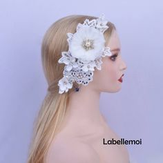 small bridal fascinator with lace,beads and rhinestones with metal combs at the back Ideal for wedding/party/races/church It is handmade product and every hat is well inspected before shipment,no return accepted.But please do contact us if you have any problems on your order.Thanks for your supports. Elegant White Rhinestone Headpieces, Wedding Headband With Bead Caps, White Bridal Headband For Party, Adjustable White Lace Hair Accessories, White Rhinestone Party Headpiece, Adjustable Rhinestone Hair Accessories For Weddings, Elegant Lace Hair Accessories For Party, White Lace Headband For Party, White Lace Party Headband