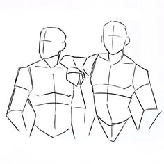 a drawing of two people standing next to each other