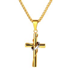 Cross symbolizes love and redemption, perfect to show your faith. Good luck Catholic cross necklace pendant combines with the circle design, the exquisite polishing process is simple, classic, luxurious, elegant, This Catholic cross necklace with ring fits for any daily wearing at home or office, with its fashion design and modern elements , which will catch people's eyes in the crowd  SPU: TP12062  Collection:  Religious  Material:  Stainless Steel  Pendant Length: 4.8 cm(1.88 inches)  Pendant Modern Gold Cross Jewelry, Stainless Steel Cross Necklace With Clavicle Chain, Elegant Stainless Steel Cross Pendant Necklace, Elegant Stainless Steel Cross Necklace, Stainless Steel Clavicle Chain Jewelry With Cross Shape, White Gold Metal Cross Pendant Jewelry, Stainless Steel Cross Pendant Jewelry, Tarnish Resistant, Elegant Stainless Steel Cross Necklace As Gift, Elegant Stainless Steel Cross Pendant Jewelry