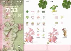 an image of a pink and green theme with flowers