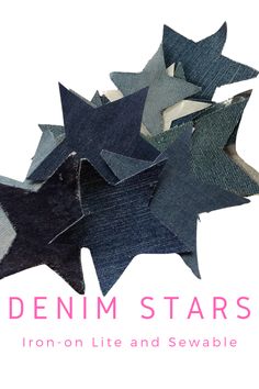 denim stars are stacked together on top of each other