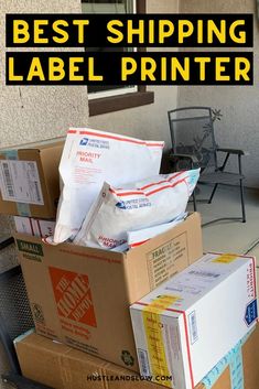 boxes stacked on top of each other with the words best shipping label printer above them