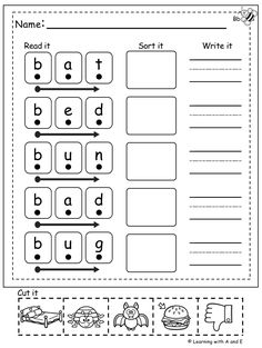 worksheet for beginning and ending sounds with pictures on the front, in black and white