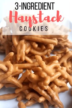 three ingredient haystack cookies on a white plate