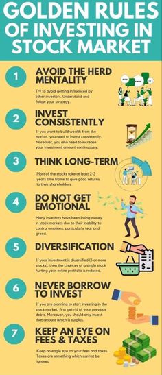 the golden rules of investing in stock market infographical poster with instructions on how to invest gold