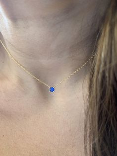 Sapphire Solitaire Necklace / Blue Sapphire Pendant / Bridal Sapphire Solitaire Necklace / Solitaire Prong Necklace / September gemstone / BRIDAL NECKLACE / Gift Idea / Layering Necklace / Delicate Diamond Necklace / GIFT FOR HER / BIRTHDAY GIFT / MINIMALIST NECKLACE / BRIDAL PARTY GIFT / WEDDING GIFT / LAYERING NECKLACE STUNNING HAND MADE SAPPHIRE PRONG SET NECKLACE YELLOW GOLD PLATED STERLING SILVER NON TARNISH RHODIUM PLATED. THE LENGTH OF THE CHAIN IS ADJUSTABLE.. CAN BE WORN FROM 15.3 TO 18 Adjustable Sapphire Jewelry With Birthstone, Fine Jewelry With Blue Delicate Chain, Blue Delicate Chain Fine Jewelry, Blue Fine Jewelry With Delicate Chain, Blue Sapphire Jewelry With Prong Setting, Single Strand Round Cut Jewelry Gift, Dainty Sapphire Jewelry With Round Cut, Sapphire Pendant Jewelry With Clavicle Chain, Sapphire Jewelry With Prong Setting As Gift