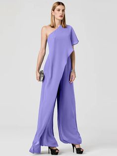 Jumpsuits Sexy Wedding Guest Formal Evening Dress One Shoulder Sleeveless Floor Length Chiffon with Draping 2022 2023 - US $109.99 Jumpsuits Womens Fashion, Women's Jumpsuit, Collar Jumpsuit, Solid Color Jumpsuits, Formal Evening Dress, Evening Dresses Elegant, Maxi Dress Evening, Sport Dress, Elegant Party