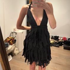 No Flaws. Navy Ruffles. Happy To Answer Any Questions! Roberto Cavalli, Size 2, Ruffle Dress, Ruffles, Night Out, Shabby Chic, Midi Dress, Womens Dresses