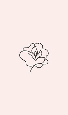 a black and white drawing of a flower on a light pink background with the word love written