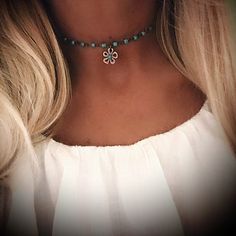 This is a beautiful dainty turquoise nugget rosary choker with a copper 11 MM size flower with a turquoise Howlite bead, it is a 13 with a 2 inch extension, perfect accessory to go with your hippie or BoHo outfit you could dress up or down, if you need something a little longer please let me know before purchase Turquoise Choker, Boho Outfit, Dainty Choker, Surfer Necklace, Flower Choker, Boho Choker, Hippie Necklace, Rosary Necklace, Necklace Turquoise