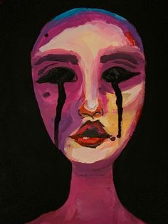 a painting of a woman with tears on her face