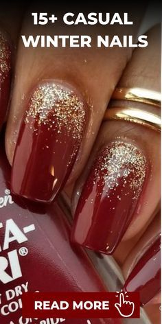 White Nails With Red Glitter Ombre, Christmas Nails Sns Ideas, Red Glitter Dip Nails, Clay Dreaming Opi, Holiday Party Nails Sparkle, Christmas Dip Manicure Ideas, Holiday Powder Dip Nails, Falling Glitter Nails, Christmas Nail Colors Dip Powder