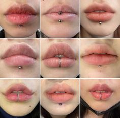 various pictures of lips with different piercings