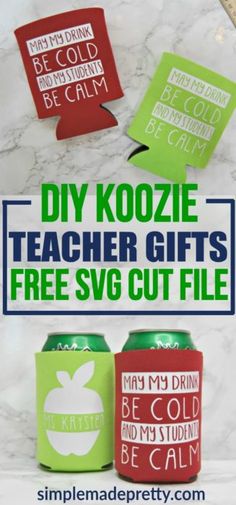 the diy koozie teacher gifts free svg cut file is on display