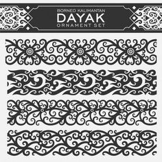 the border kalmman's dayak ornament set is shown in black and white