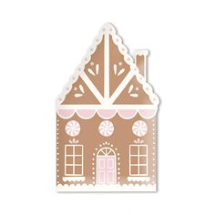 a gingerbread house sticker on a white background