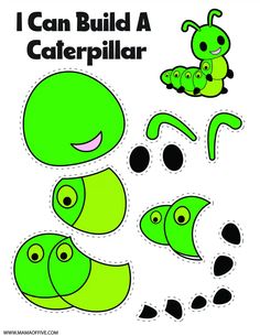 an image of paper cut outs with the words i can build a caterpillar