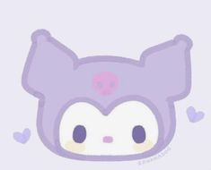 a purple animal with hearts around it's eyes